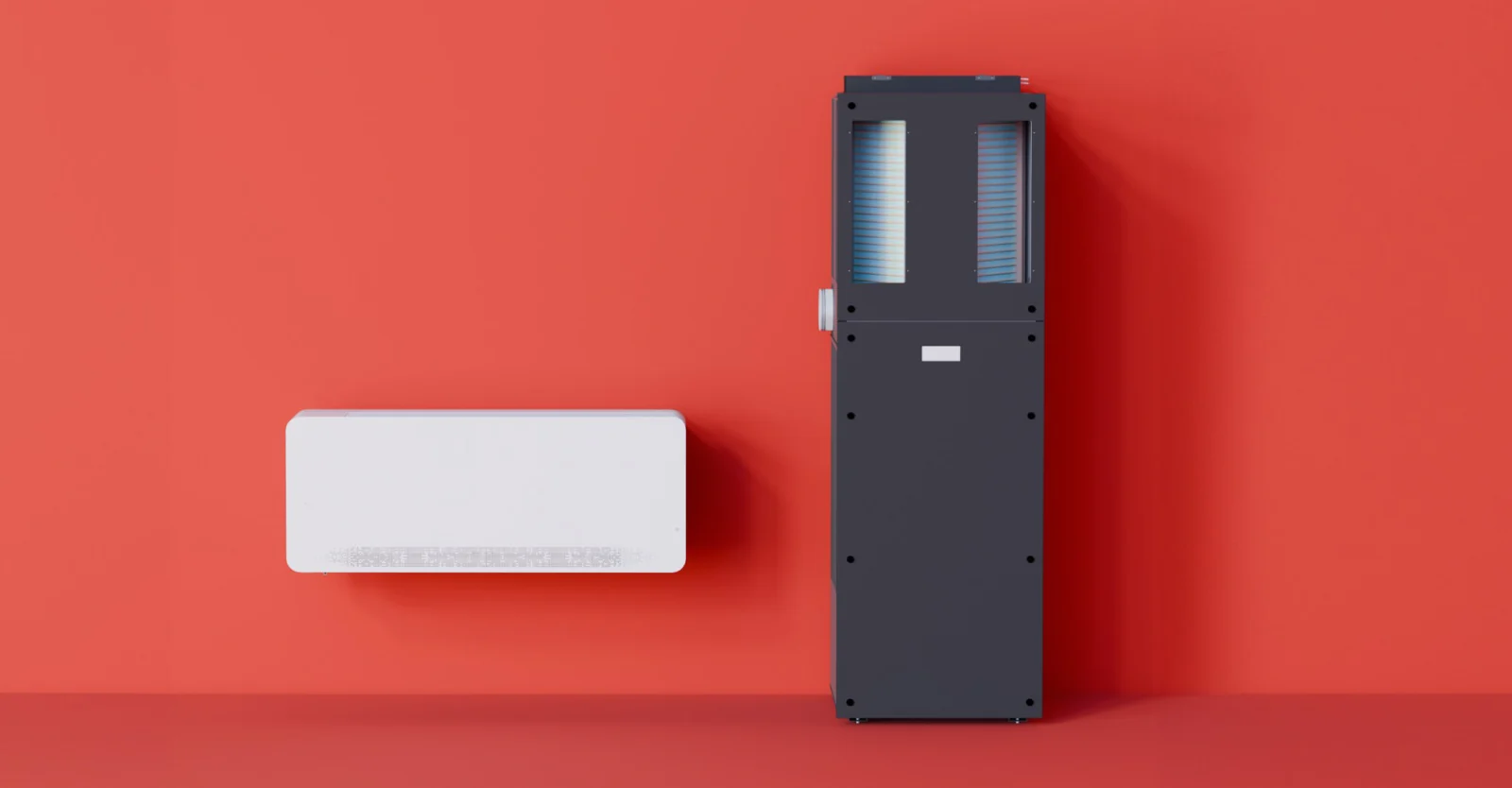 Nextac Model P and Model V against a red wall